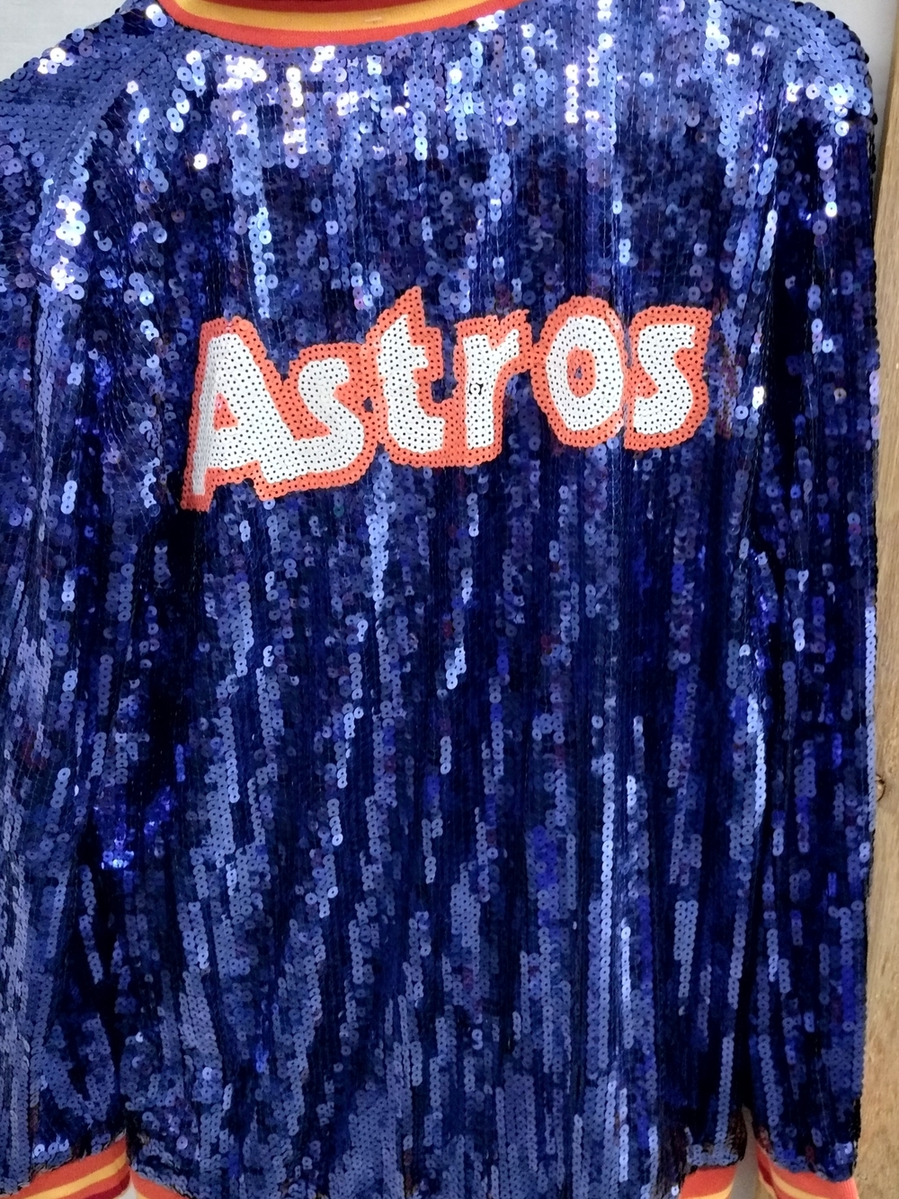 Sequined 'Houston Astros' Front Zip Jacket  in Shiny Royal Blue